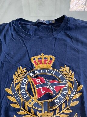 Polo Ralph Lauren Navy Crest Tee with Gold and Red Logo